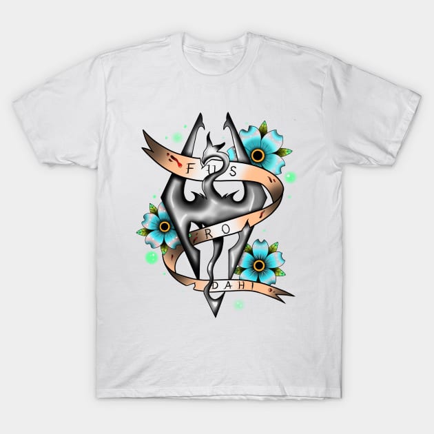 Skyrim Fus Ro Dah T-Shirt by BretBarneyArt